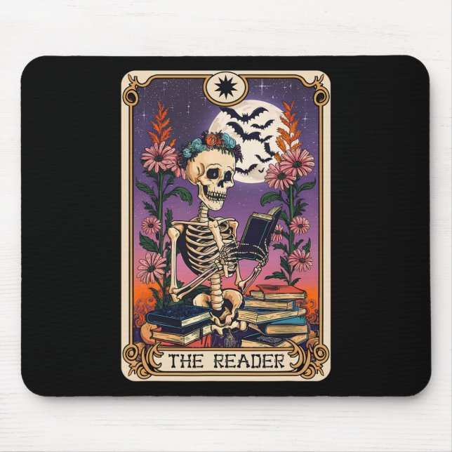 Book Lover Tarot Card The Reader Mystic Funny Skel Mouse Pad (Front)