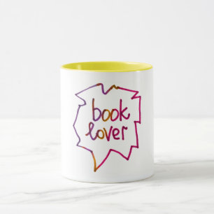 Book lover text artistic drawing lettering  mug