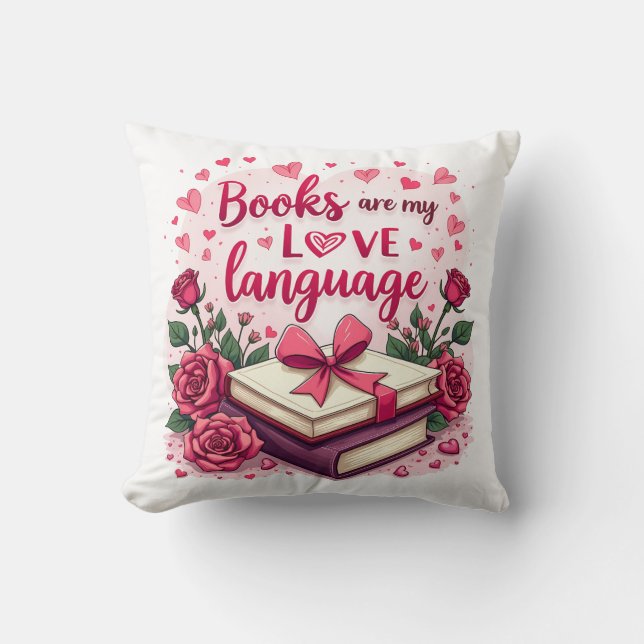 Book Lover Valentine Romantic Reading Aesthetic Cushion (Front)