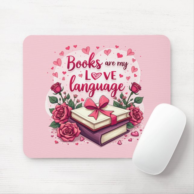 Book Lover Valentine Romantic Reading Aesthetic Mouse Pad (With Mouse)