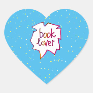 Book lover words text handlettering  heart sticker