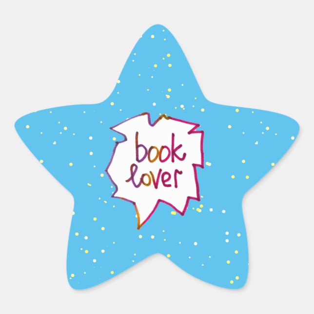 Book lover words text handlettering  star sticker (Front)