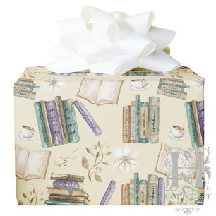 Book Lover Wrapping Paper in Cream