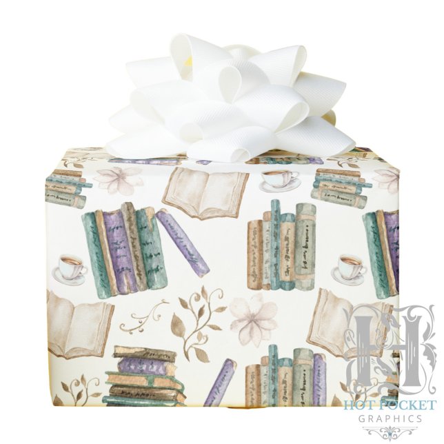 Book Lover Wrapping Paper in White (Creator Uploaded)