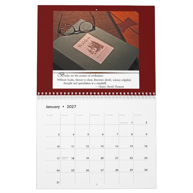 Book lovers calendar (Jan 2027)