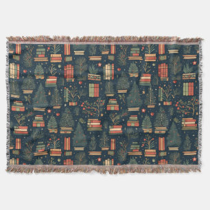 Book Lovers Christmas Throw Blanket