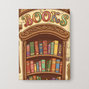 Book Lovers Cute Cartoon Bookshelf Cheerful Colour