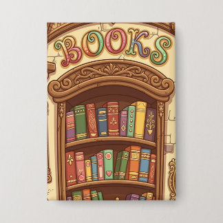 Book Lovers Cute Cartoon Bookshelf Cheerful Colour