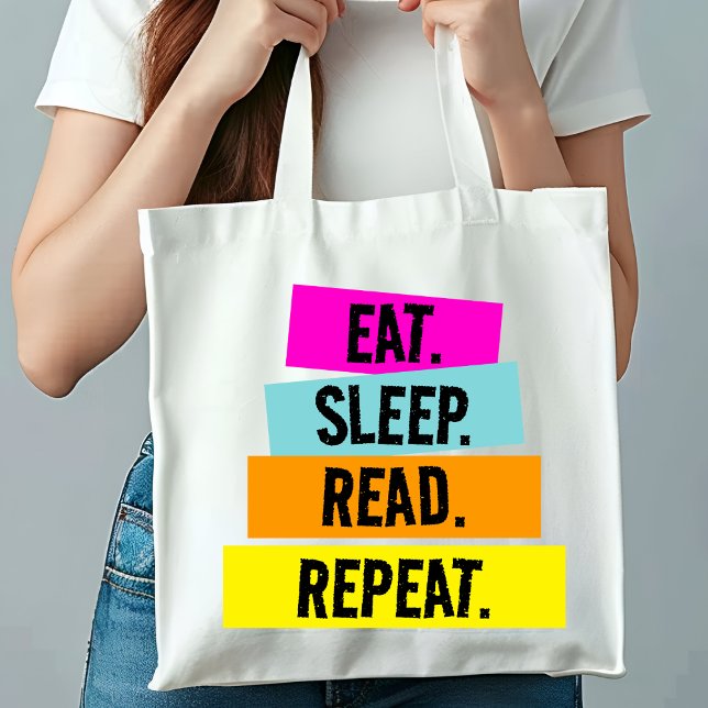 Book Lover's Eat Sleep Read Repeat Monogram Tote Bag (Creator Uploaded)