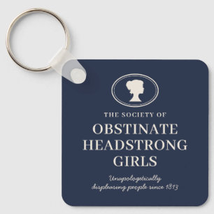 Book Lover's Feminist Austen Quote Navy Blue Key Ring