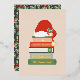 Book Lovers Foil Holiday Card