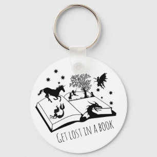 Book Lovers Get Lost in a Book Art Key Ring