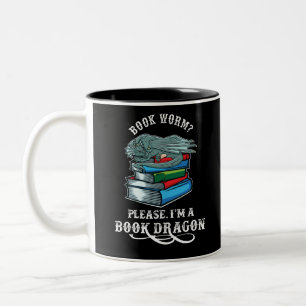 Book Lovers Gifts Book Dragon Bookworm Two-Tone Coffee Mug