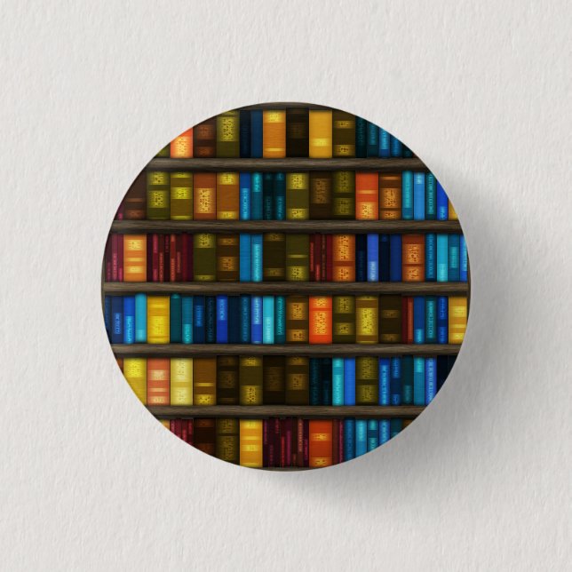 Book Lovers & Librarians Colourful Books on Shelf 3 Cm Round Badge (Front)