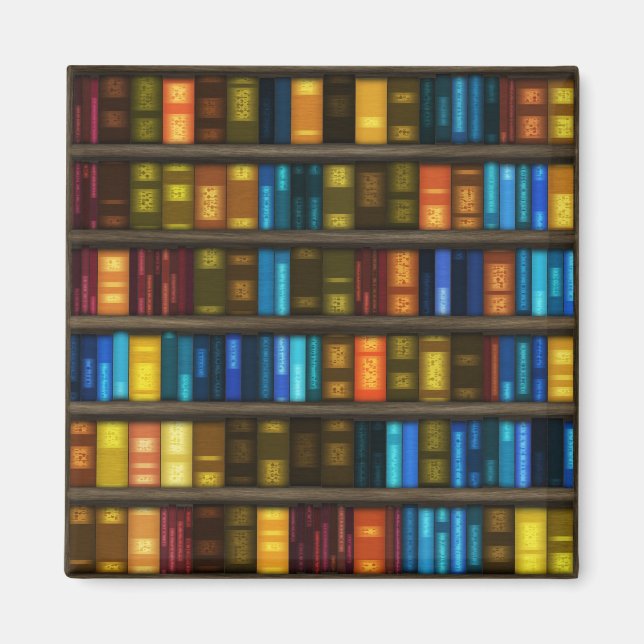 Book Lovers & Librarians Colourful Books on Shelf Magnet (Front)