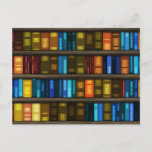 Book Lovers & Librarians Colourful Books on Shelf Postcard
