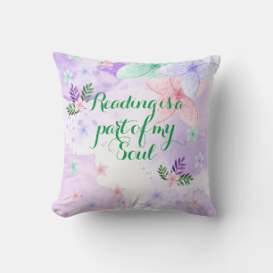 Book Lovers Pretty Vibrant Flowers Cushion
