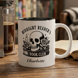 Book Lover's Quote Personalised Skull Two-Tone Coffee Mug