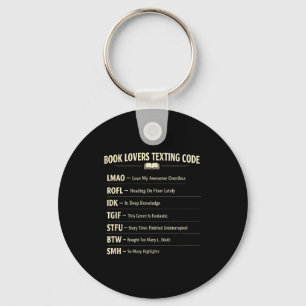 Book lovers texting code reading key ring