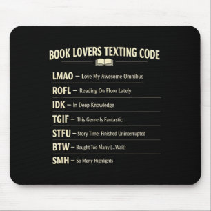 Book lovers texting code reading  mouse pad