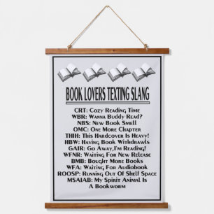 Book Lovers Texting Slang Dark Text Hanging Tapestry