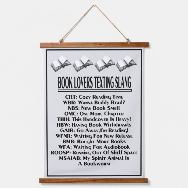 Book Lovers Texting Slang Dark Text Hanging Tapestry (Front)