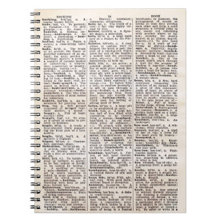 Book Lovers' Vintage Dictionary Page Notebook
