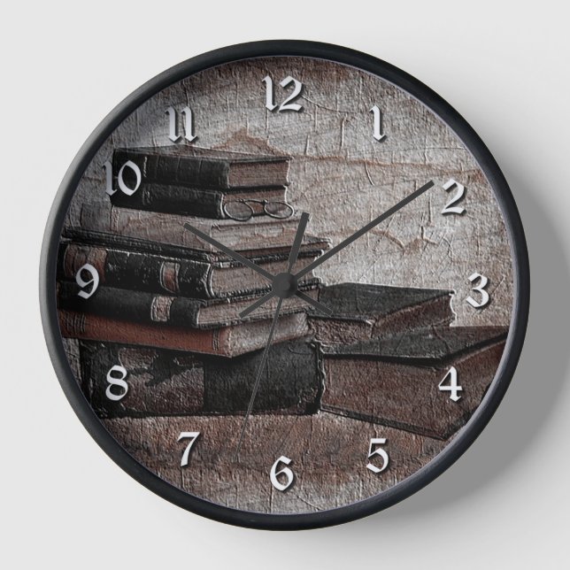 Book Lovers Vintage Round Wall Clock (Front)