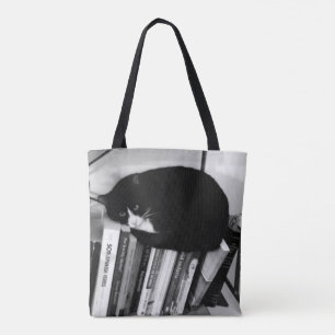 Book-Loving Cat Tote Bag