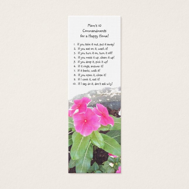 Book Mark - Mum's 10 Commandments Book Mark (Front)