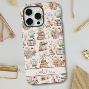 Book Mushroom Floral Whimsical Cottagecore pattern iPhone 15 Pro Max Case