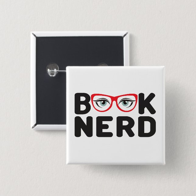 Book Nerd  15 Cm Square Badge (Front & Back)