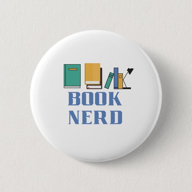 Book Nerd 6 Cm Round Badge (Front)