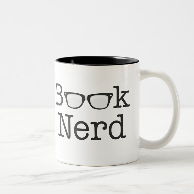 Book Nerd Funny Spectacles Text Two-Tone Coffee Mug (Right)