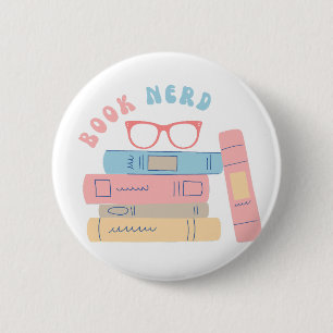 Book Nerd Girl Retro Design 6 Cm Round Badge