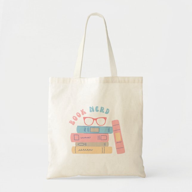 Book Nerd Girl Retro Design Tote Bag (Front)