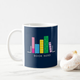 Book Nerd Modern Navy Green Blue Coffee Mug