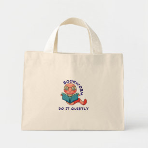 Book Nerd Reading Lover Book Worm Cute Cartoon Mini Tote Bag