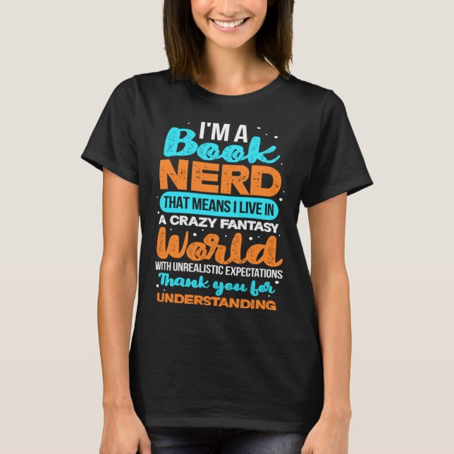 Book Nerd Reading Reader Bookworm Librarian Biblio T-Shirt (Front)