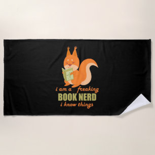 Book Nerd Squirrel Beach Towel