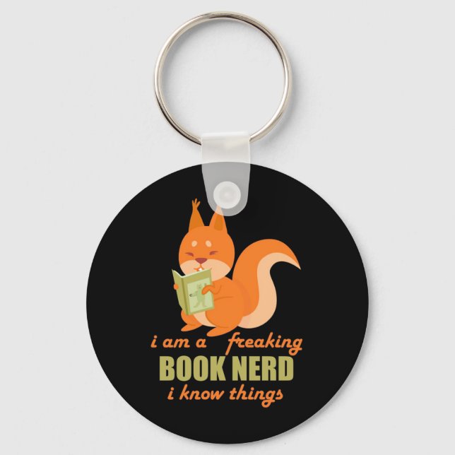 Book Nerd Squirrel Key Ring (Front)