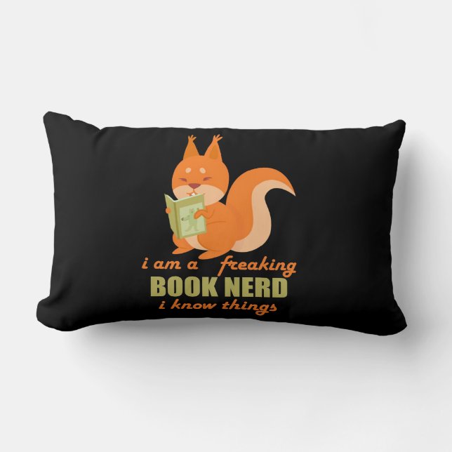 Book Nerd Squirrel Lumbar Cushion (Front)