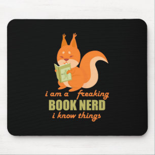 Book Nerd Squirrel Mouse Pad