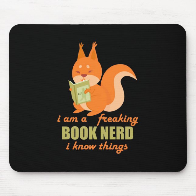 Book Nerd Squirrel Mouse Pad (Front)