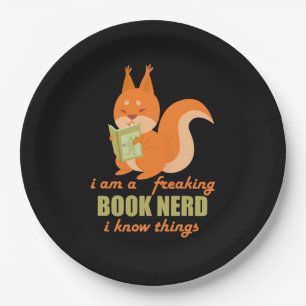 Book Nerd Squirrel Paper Plate