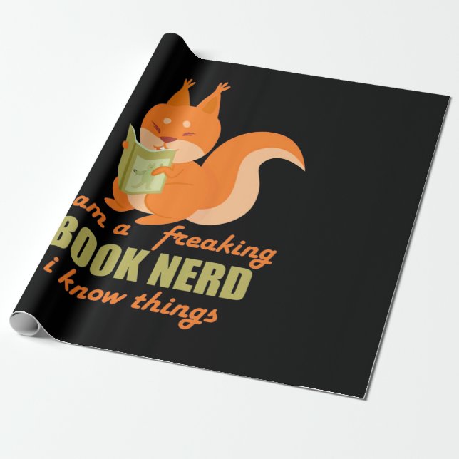 Book Nerd Squirrel Wrapping Paper (Unrolled)