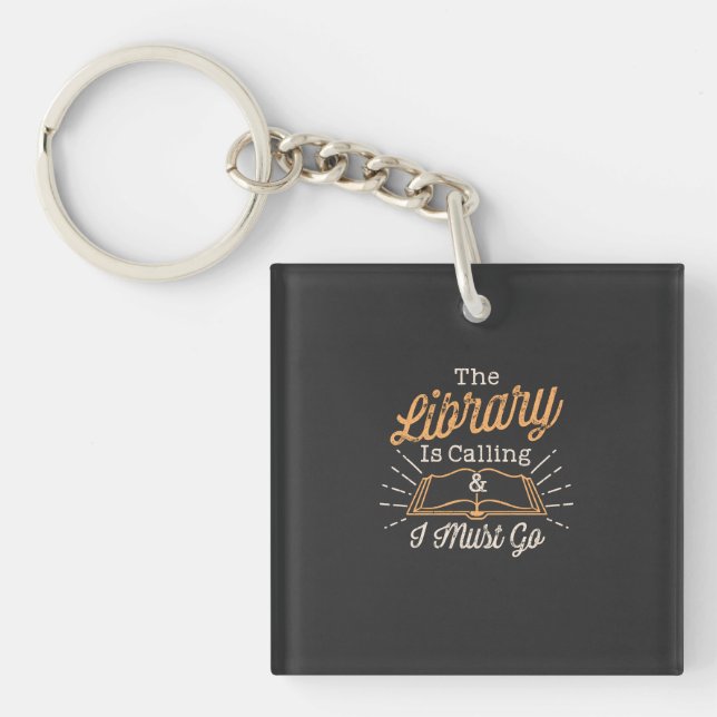 Book Nerd  - The Library Is Calling Key Ring (Front)