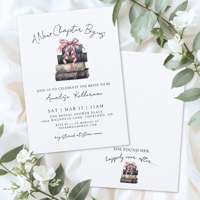 Book New Chapter Bow Bridal Shower Invitation (Book New Chapter Bow Bridal Shower Invitation)