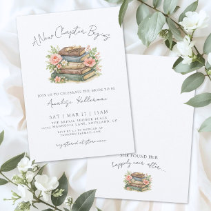 Book New Chapter Elegant Floral Bridal Shower Invitation