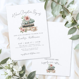 Book New Chapter Floral Bridal Shower Invitation